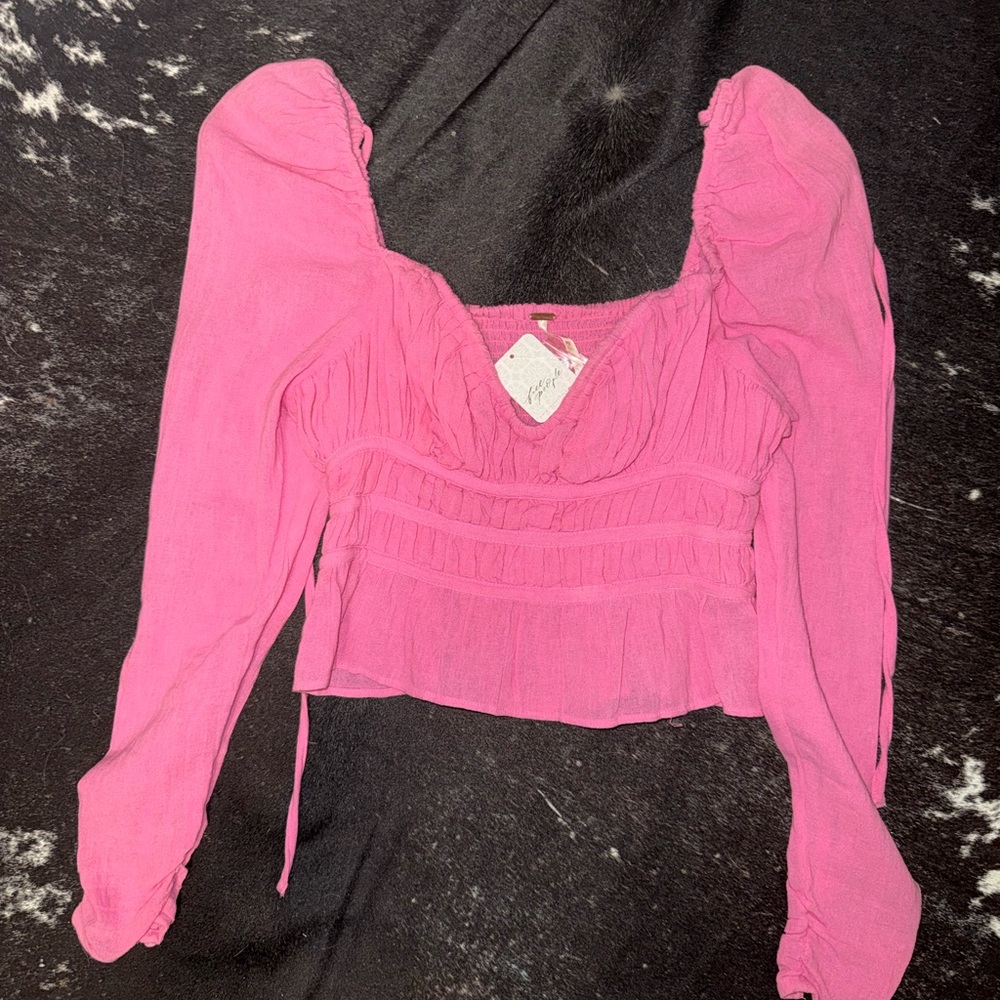 Free People Vibrant Pink Blouse